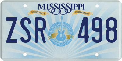 MS license plate ZSR498