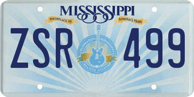 MS license plate ZSR499