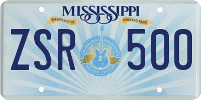 MS license plate ZSR500