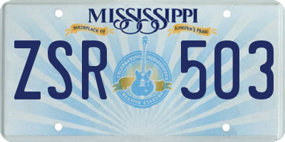 MS license plate ZSR503