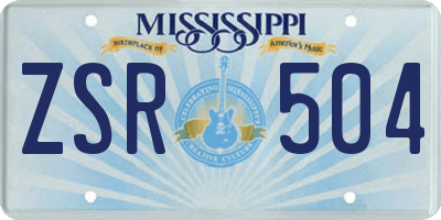 MS license plate ZSR504