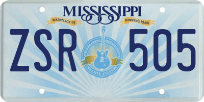 MS license plate ZSR505