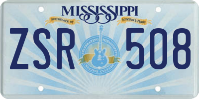 MS license plate ZSR508