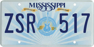 MS license plate ZSR517