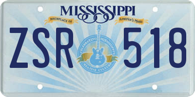 MS license plate ZSR518