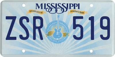 MS license plate ZSR519