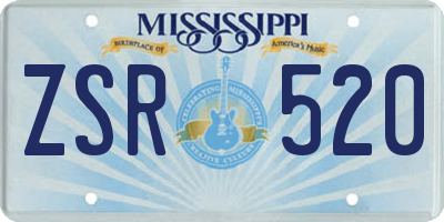 MS license plate ZSR520