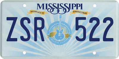 MS license plate ZSR522