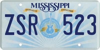 MS license plate ZSR523