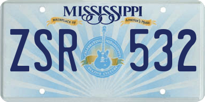 MS license plate ZSR532