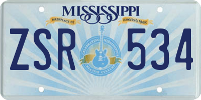 MS license plate ZSR534