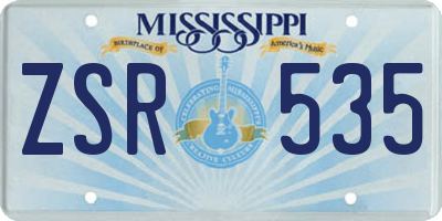 MS license plate ZSR535