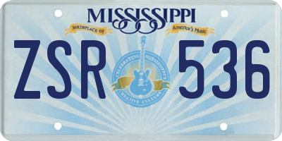 MS license plate ZSR536