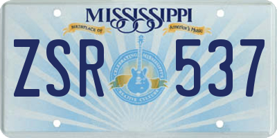 MS license plate ZSR537