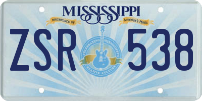 MS license plate ZSR538