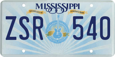 MS license plate ZSR540