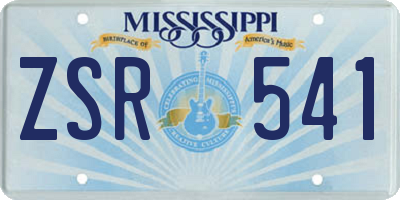 MS license plate ZSR541