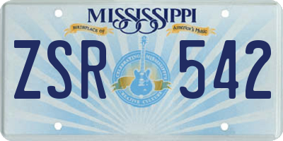 MS license plate ZSR542