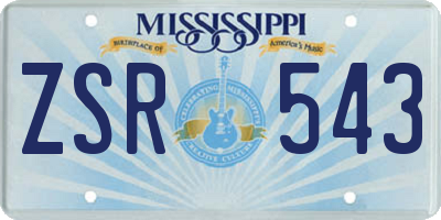 MS license plate ZSR543