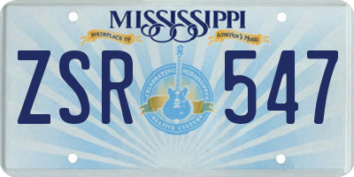 MS license plate ZSR547