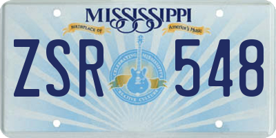 MS license plate ZSR548