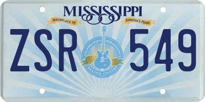 MS license plate ZSR549
