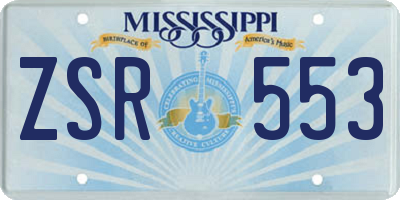 MS license plate ZSR553