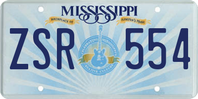 MS license plate ZSR554