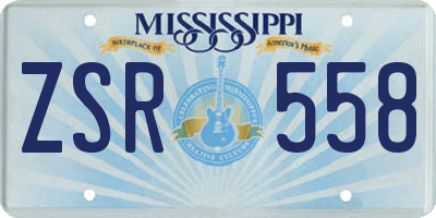 MS license plate ZSR558
