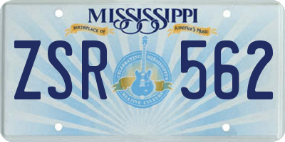 MS license plate ZSR562