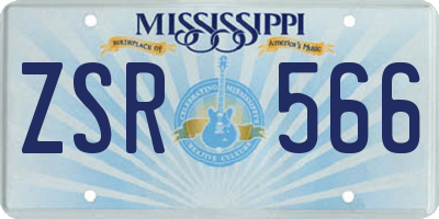 MS license plate ZSR566