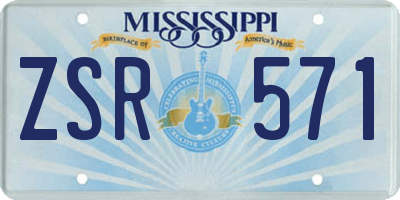 MS license plate ZSR571