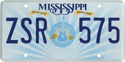 MS license plate ZSR575