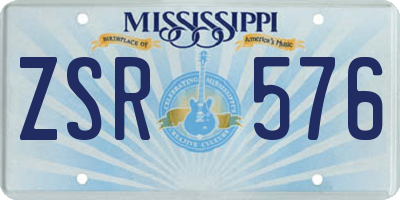 MS license plate ZSR576