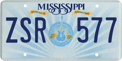 MS license plate ZSR577