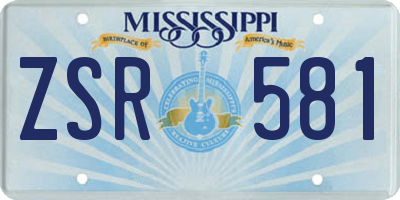 MS license plate ZSR581