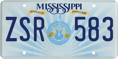 MS license plate ZSR583