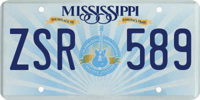 MS license plate ZSR589