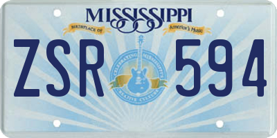 MS license plate ZSR594