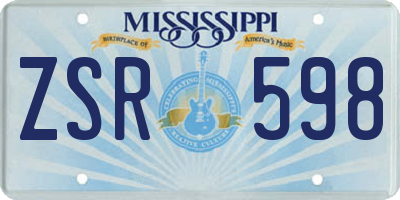 MS license plate ZSR598