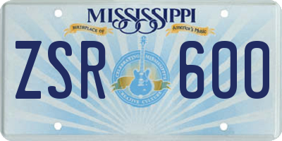MS license plate ZSR600