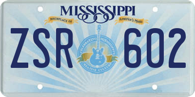 MS license plate ZSR602