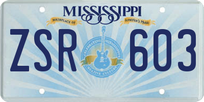 MS license plate ZSR603