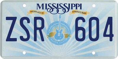 MS license plate ZSR604