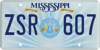MS license plate ZSR607