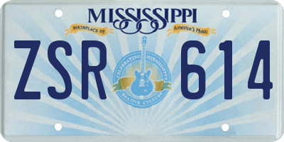 MS license plate ZSR614