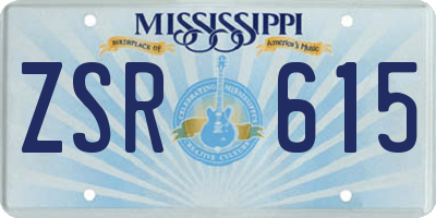 MS license plate ZSR615
