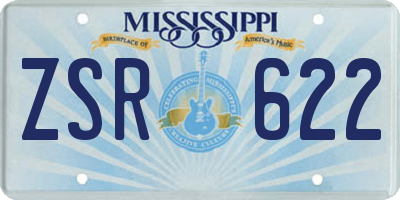 MS license plate ZSR622