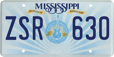 MS license plate ZSR630