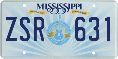 MS license plate ZSR631